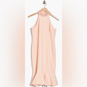 NWOT Marina Size 12 BEADED COLLAR MIDI DRESS IN PETAL